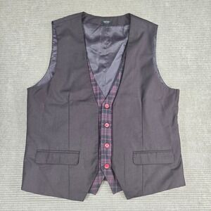 COOFANDY‎ Mens L Dark Plum Plaid Layered Look Formal Suit Vest